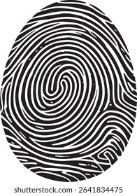 A high-resolution black and white fingerprint design in EPS vector format. Perfect for biometric ID, forensic design, and security-themed projects. Editable lines, clean curves, and isolated on white 