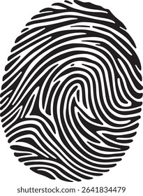 A high-resolution black and white fingerprint design in EPS vector format. Perfect for biometric ID, forensic design, and security-themed projects. Editable lines, clean curves, and isolated on white 