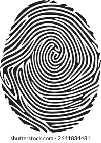 A high-resolution black and white fingerprint design in EPS vector format. Perfect for biometric ID, forensic design, and security-themed projects. Editable lines, clean curves, and isolated on white 