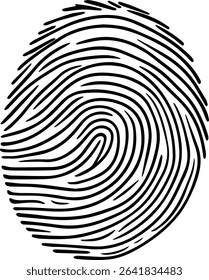 A high-resolution black and white fingerprint design in EPS vector format. Perfect for biometric ID, forensic design, and security-themed projects. Editable lines, clean curves, and isolated on white 