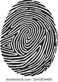 A high-resolution black and white fingerprint design in EPS vector format. Perfect for biometric ID, forensic design, and security-themed projects. Editable lines, clean curves, and isolated on white 