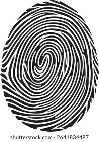 A high-resolution black and white fingerprint design in EPS vector format. Perfect for biometric ID, forensic design, and security-themed projects. Editable lines, clean curves, and isolated on white 