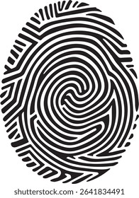 A high-resolution black and white fingerprint design in EPS vector format. Perfect for biometric ID, forensic design, and security-themed projects. Editable lines, clean curves, and isolated on white 
