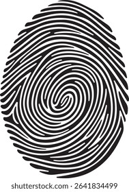 A high-resolution black and white fingerprint design in EPS vector format. Perfect for biometric ID, forensic design, and security-themed projects. Editable lines, clean curves, and isolated on white 