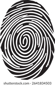 A high-resolution black and white fingerprint design in EPS vector format. Perfect for biometric ID, forensic design, and security-themed projects. Editable lines, clean curves, and isolated on white 