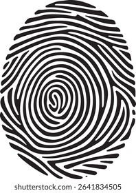 A high-resolution black and white fingerprint design in EPS vector format. Perfect for biometric ID, forensic design, and security-themed projects. Editable lines, clean curves, and isolated on white 