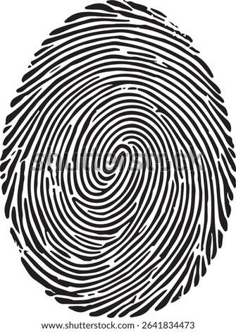 A high-resolution black and white fingerprint design in EPS vector format. Perfect for biometric ID, forensic design, and security-themed projects. Editable lines, clean curves, and isolated on white 