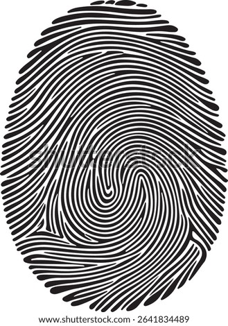 A high-resolution black and white fingerprint design in EPS vector format. Perfect for biometric ID, forensic design, and security-themed projects. Editable lines, clean curves, and isolated on white 