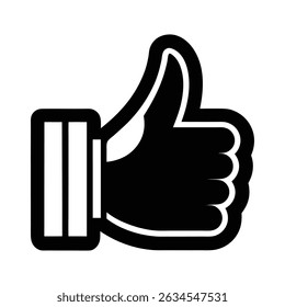 A high-resolution black and white thumbs up icon, set against a clean white background. This simple, versatile design is perfect for websites, apps, or presentations.