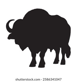 High-Resolution Buffalo Silhouette for Custom Art Projects - Buffalo Vector - Buffalo Illustration
