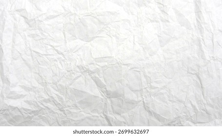 Un gros plan haute résolution de papier blanc froissé, idéal pour une utilisation comme arrière-plan texturé. Les détails complexes et les ombres subtiles ajoutent de la profondeur et de l'intérêt visuel.