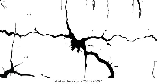High-Resolution Cracked Grunge Wall Texture Isolated on White Background – Perfect for Abstract, Urban, and Destruction-Themed Design Projects.  Old Broken Wall with Cracks and Surface Damage 