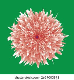 High-resolution digital artwork of a beautiful abstract pink flower in full bloom, featuring detailed layered petals and a bold green background