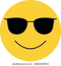 High-resolution Emoticon Smiley with Sunglasses Transparent Vector Emoji.