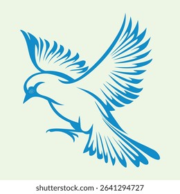 High-resolution EPS vector illustration of a blue soaring bird with wings gracefully spread. Symbol of freedom, peace, purity and hope. Ideal for logos, branding, creative projects and prints.