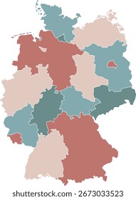 Ilustração de mapa de alta resolução da Alemanha (incluindo distritos administrativos detalhados)
