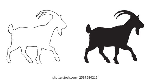 High-Resolution Goat Silhouette - Professional Goat Outline
