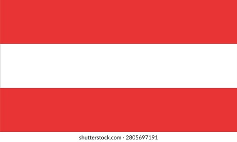 A highresolution graphic illustration of the national flag of Austria featuring three horizontal stripes of red and white.