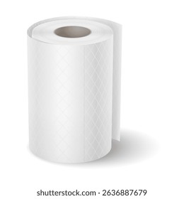 Highresolution illustration of a single toilet paper roll. It shows clean white texture. Suitable for ads, packaging, or hygienerelated graphics.