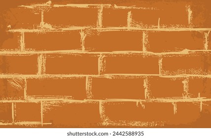 High-resolution image of a distressed brick wall with a rustic orange hue, perfect for graphic backgrounds