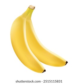 high-resolution image features a bright yellow banana against a crisp, white background, creating a clean and striking visual contrast. The banana is shown in a natural, slightly curved position.