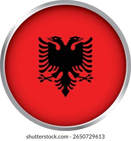 High-resolution image of the national flag of Albania featuring a black double-headed eagle on a red background. This emblematic design represents strength, sovereignty, and national pride. Ideal for 