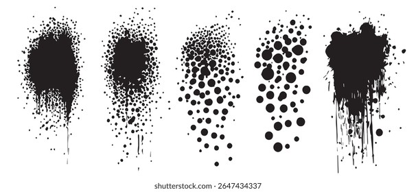 Tinta de alta resolución Blot Splatter Texturas Tinta negra Blots Grunge Fondos Diseños Abstractas.