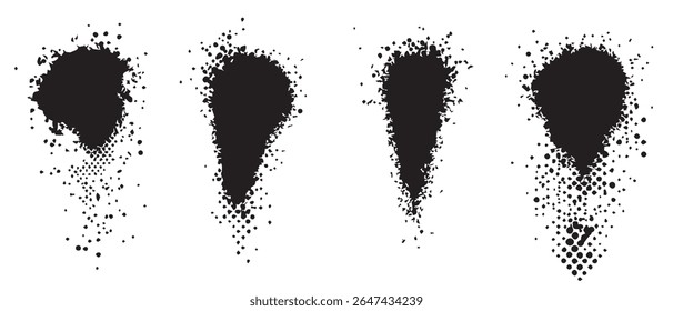 HighResolution Ink Splatter Texture Black Ink Drops on White Background.