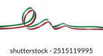 High-Resolution Italian Flag Ribbon in 3D Glossy Style, Horizontally Curved, Isolated on White Background. Editable Vector Illustration, Perfect for Graphic Design and Print Elements, EPS Format
