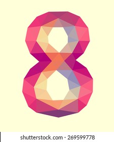 High-resolution low-poly figure number eight