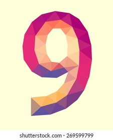 High-resolution low-poly figure number nine