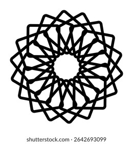 Um design de mandala de luxo de alta resolução com um padrão circular preto arrojado com simetria intrincada e elegância. Ideal para arte de tatuagem, estampas decorativas, projetos espirituais ou boho-inspirado leste