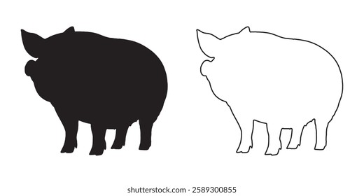 High-Resolution Pig Silhouette - Perfect Pig Outline for Art
