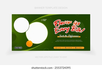 High-resolution restaurant banner template with easy-to-customize layers, designed for professional marketing campaigns.