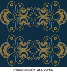 High-resolution seamless pattern with elegant hand-drawn floral ornament. Symmetrical vector illustration isolated on dark background with classic tone and rich mood.