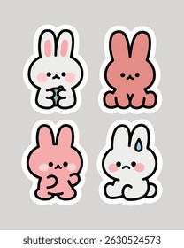 A high-resolution sticker pack featuring a sad and emotional bunny. Ideal for expressive journaling, planners, mood tracking, and digital messaging.