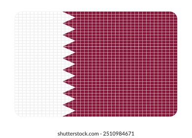 High-resolution vector EPS file of the Qatar flag. The design showcases the distinctive maroon and white colors with a serrated line separating the two. The nine-pointed serrated line symbolizes Qatar