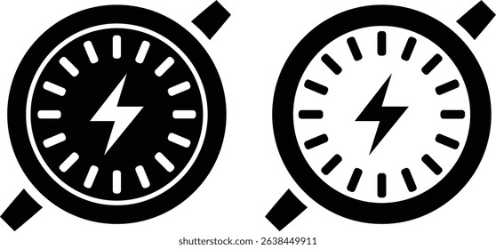 High-Resolution Vector Icons Power Meter Gauge, Energy Indicator, Electricity Symbol, Fast Charging, Lightning Bolt Design Elements for Websites and Apps