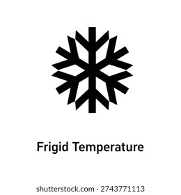 High-resolution vector illustration of a detailed snowflake symbolizing frigid temperature, perfect for winter themes, cold weather graphics, and minimalist design projects.