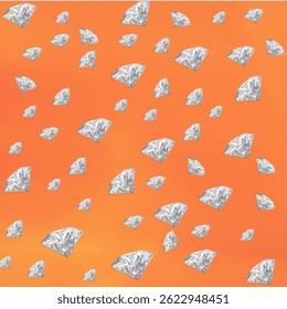 A high-resolution vector image featuring a rich orange background with a seamless 3D diamond pattern. The diamonds appear raised and faceted, creating a modern, textured wallpaper effect.