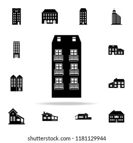 high-rise building with balconies  icon. house icons universal set for web and mobile on white background