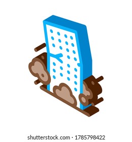 High-rise Building Collapse Icon Vector. Isometric High-rise Building Collapse Sign. Color Isolated Symbol Illustration