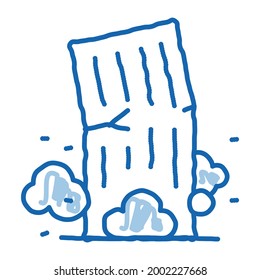 High-rise Building Collapse Sketch Icon Vector. Hand Drawn Blue Doodle Line Art High-rise Building Collapse Sign. Isolated Symbol Illustration