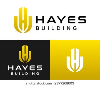 High-rise building H letter logo design.