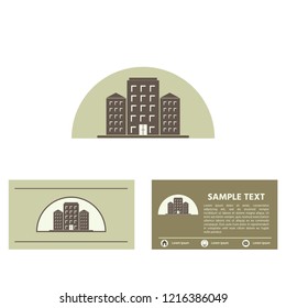 High-rise building icon, business card design template  for real estate and property banner or card. 