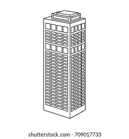 High-rise building of a skyscraper. Skyscraper single icon in outline style vector symbol stock illustration web.