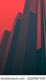 Prédios altos da cidade moderna. Ilustração vetorial. Esboço para criatividade.