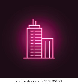 high-rise buildings neon icon. Elements of web set. Simple icon for websites, web design, mobile app, info graphics