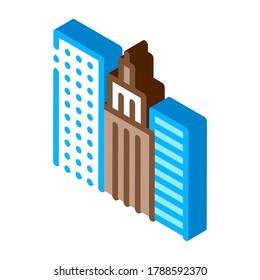 High-Rise Buildings View Icon Vector. Isometric High-Rise Buildings View sign. color isolated symbol illustration