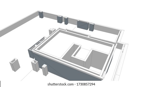 
techo de altura
 casa 3d visualización del espacio, forma arquitectónica